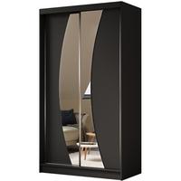 SCHWEBETÜRENSCHRANK Vox II 120/216/61 schwarz mit Spiegel und Schubladen - Schwarz, Holzwerkstoff (120/216/61cm) - Beautysofa
