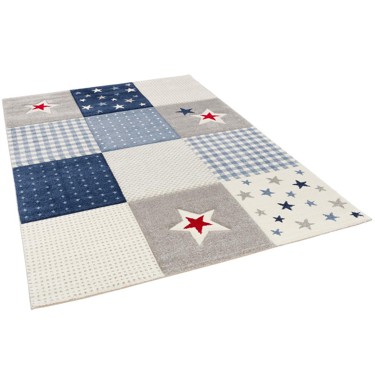 KINDER TEPPICH MAUI KIDS KARO STERNE - Blau, Textil (120/170cm) - Pergamon