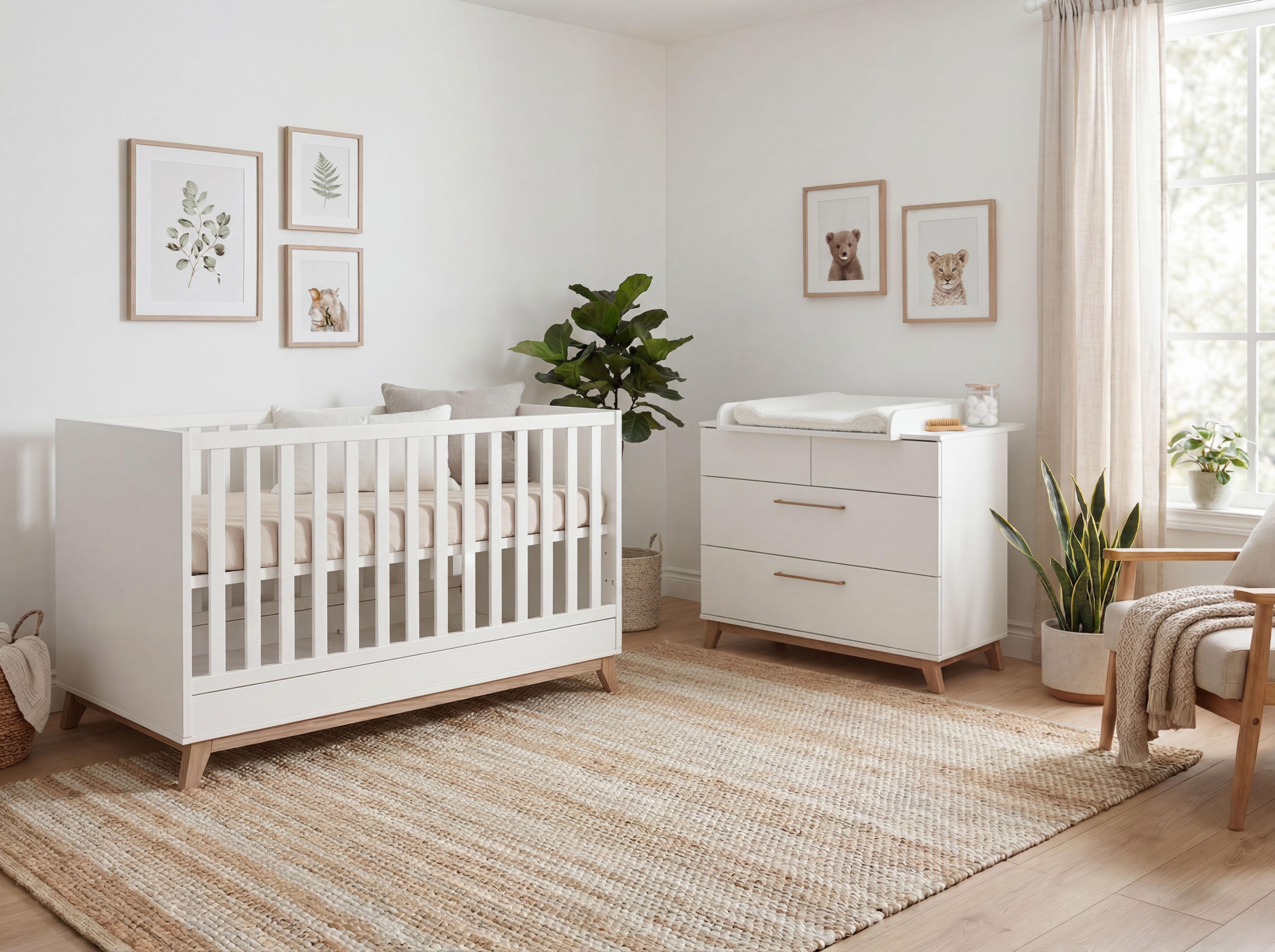 BABYZIMMER SET Lina 2-tlg. Soft-Close - Walnussfarben/Weiß, Holz/Holzwerkstoff (1/1/1cm) - arthur berndt