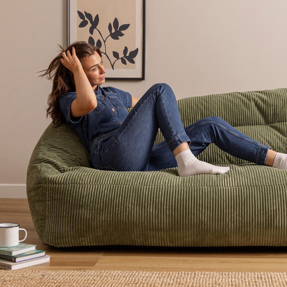 SITZSACK Sofa Cecilia Cord - Salbeigrün, Textil (160/70/93cm) - icon