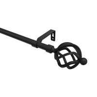 GARDINENSTANGE Olymp Paolo 100 cm, 1-läufig (ohne Ringe), 16 mm Ø Schwarz - Schwarz, Metall (100cm) - INTERDECO