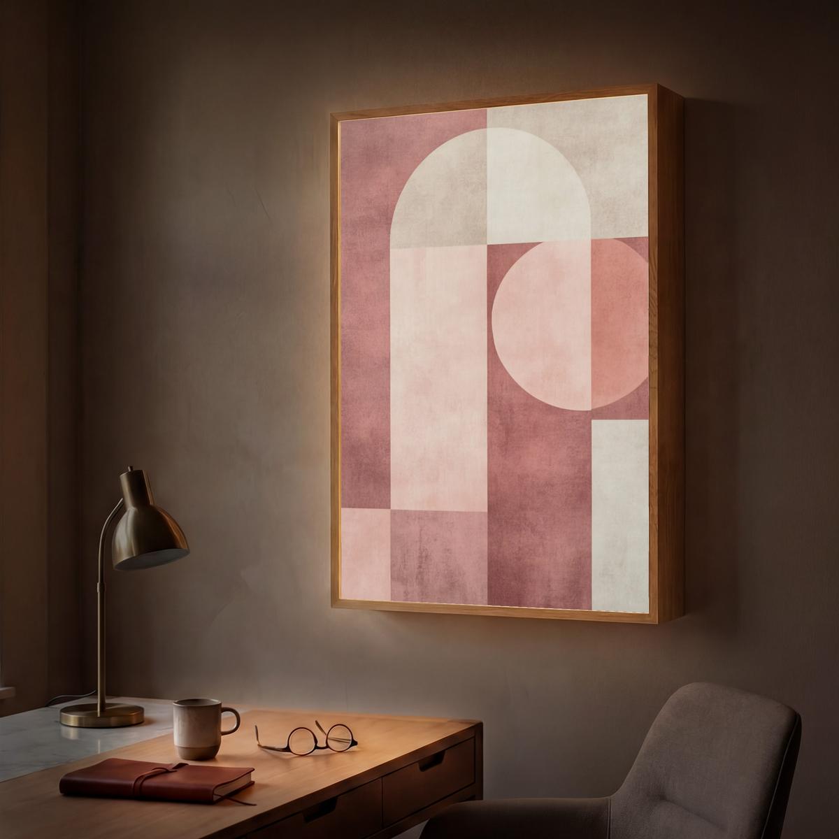 WANDLEUCHTE MIT AKKU Figuren - Abstrakt - Rosa 60x90 cm - Altrosa, Holzwerkstoff (60/90/8cm) - OnlyWow