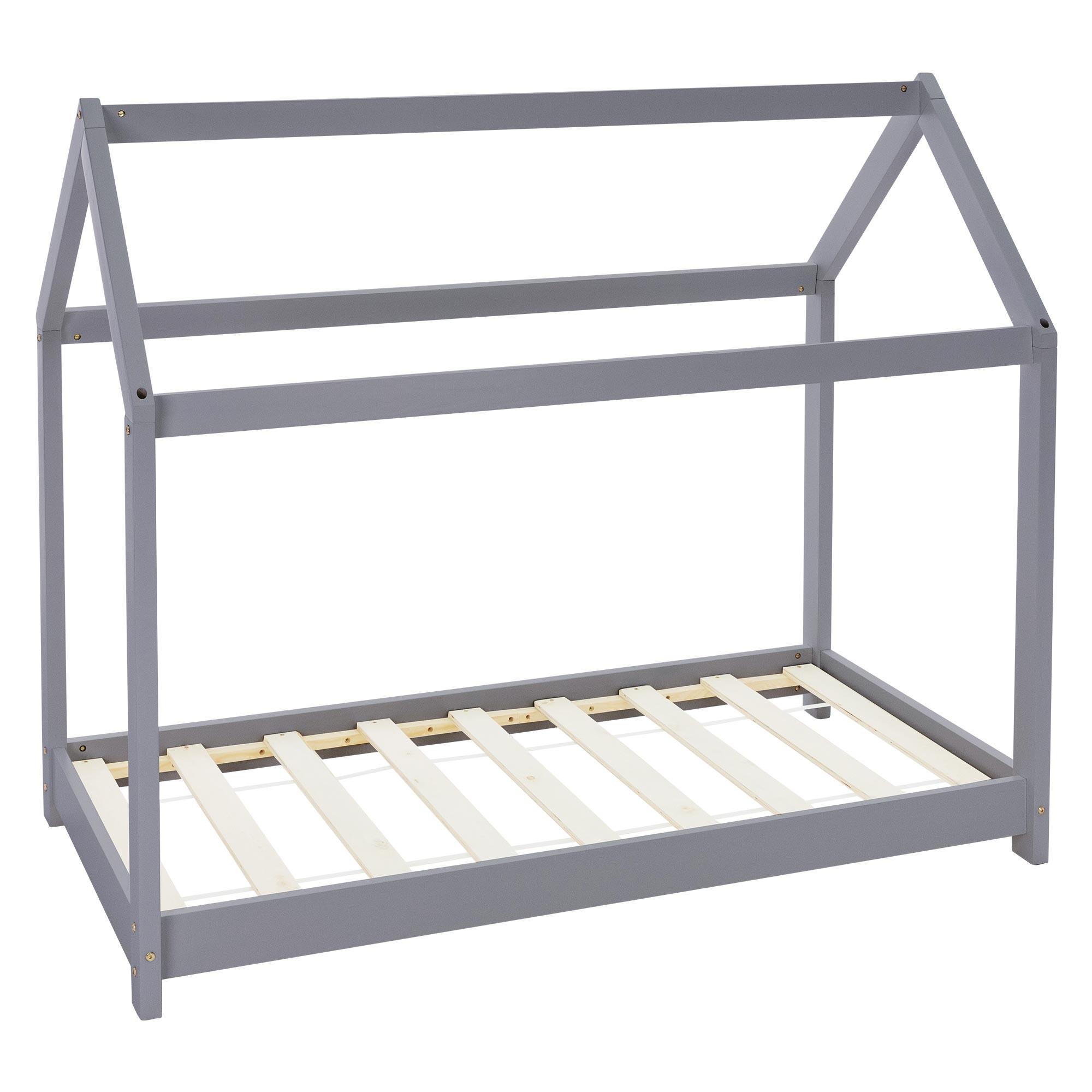 KINDERBETT mit Dach 70x140 cm Hellgrau - Hellgrau, Holz (70/140cm) - ML-DESIGN
