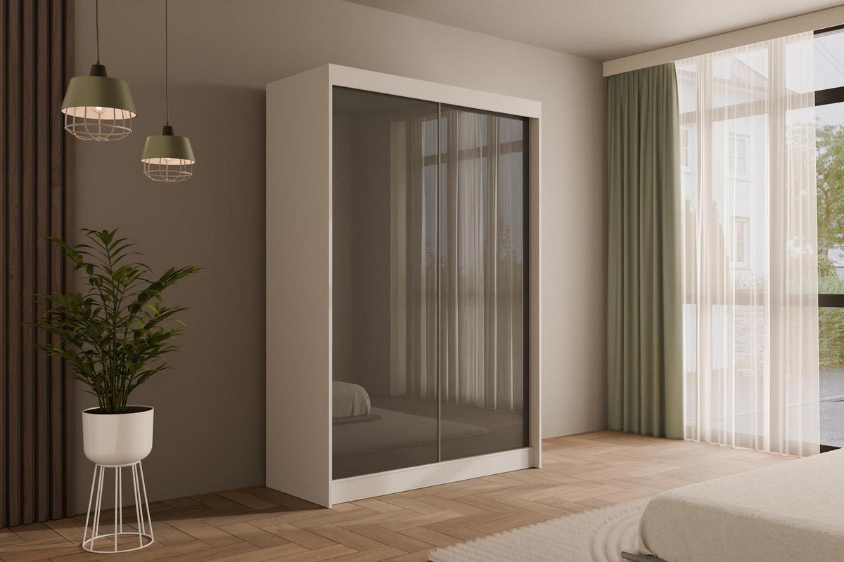 KLEIDERSCHRANK PEKA - 120 cm - Weiß|Grau - Weiß/Grau, Holzwerkstoff (120/215/61cm) - ALTDECOR