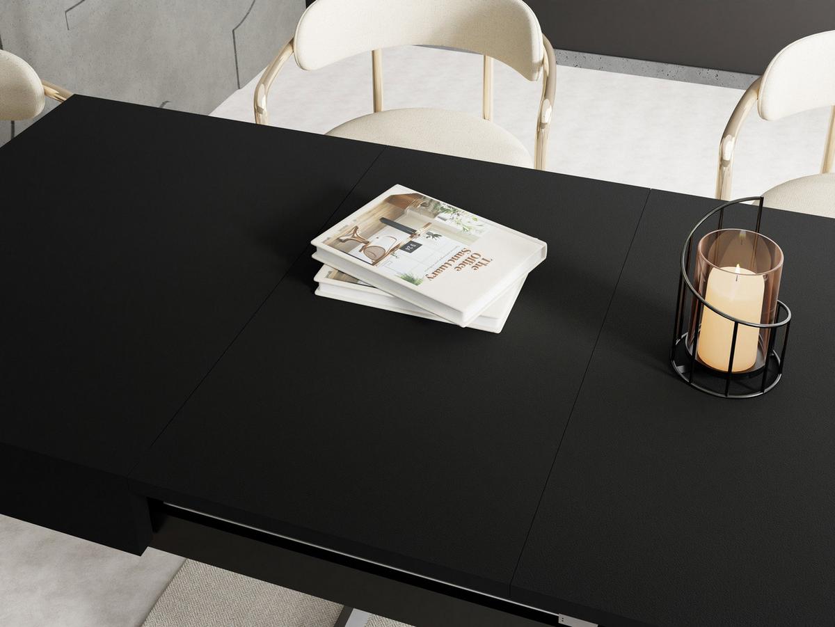 COUCHTISCH Cavetta U höhenverstellbar ausziehbar, Schwarz 120-200/80/27-76 cm - Schwarz, Holzwerkstoff/Metall (80/200/76cm) - WFL GROUP