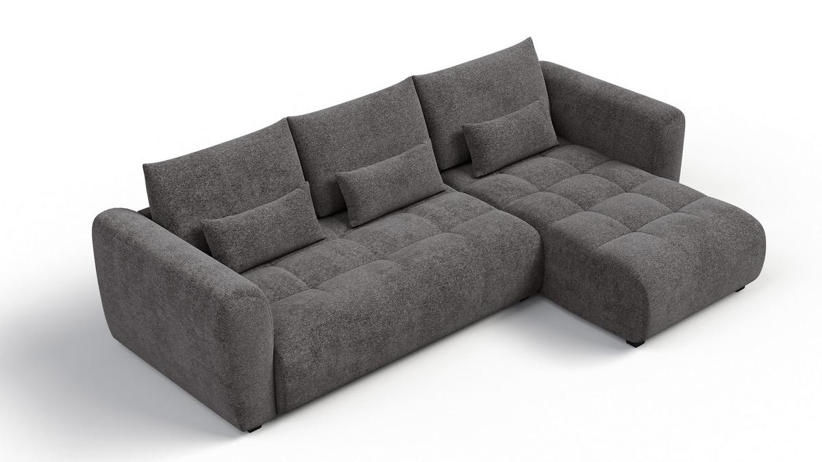 ECKSOFA SORENO 4-Sitzer, dunkelgrau - Dunkelgrau/Schwarz, Holz/Textil (293/171cm) - Wozimo