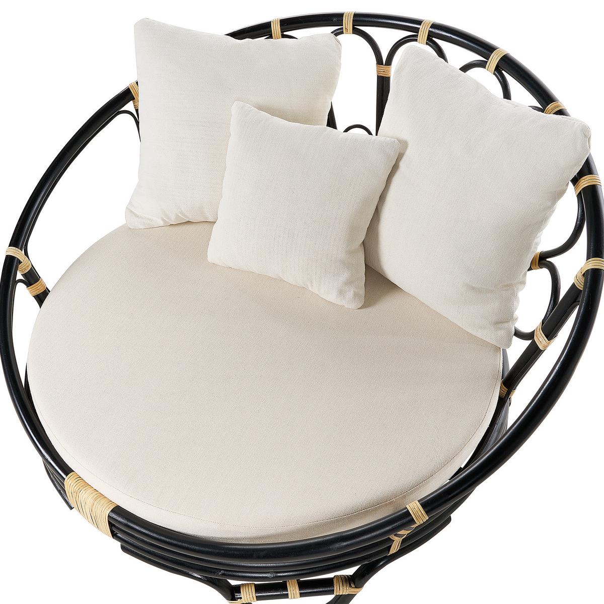 SONNENINSEL 2er-Set Rattan schwarz Auflagen beige ROSSANO - Beige/Schwarz, Naturmaterialien (112/71/110cm)