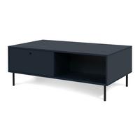 COUCHTISCH blau 110 cm, Wohnzimmertisch mit Stauraum - Blau/Schwarz, Holzwerkstoff/Metall (110/60/40cm) - Furn.Design