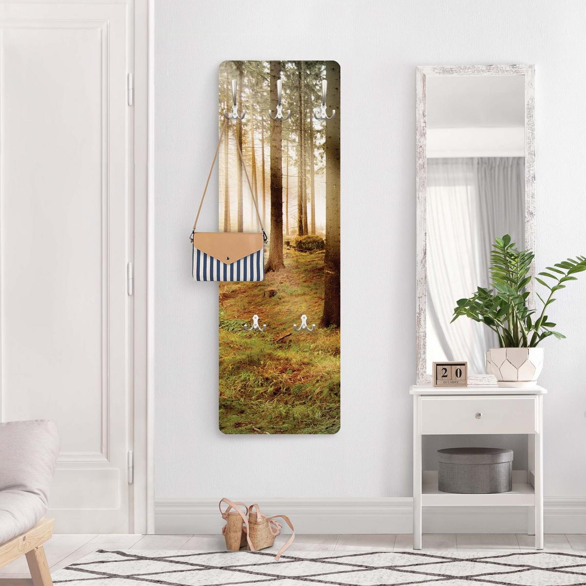 WANDGARDEROBE - No.CA48 Morning Forest 34/105 cm - Braun, Holzwerkstoff (34/105/1.6cm) - Bilderwelten