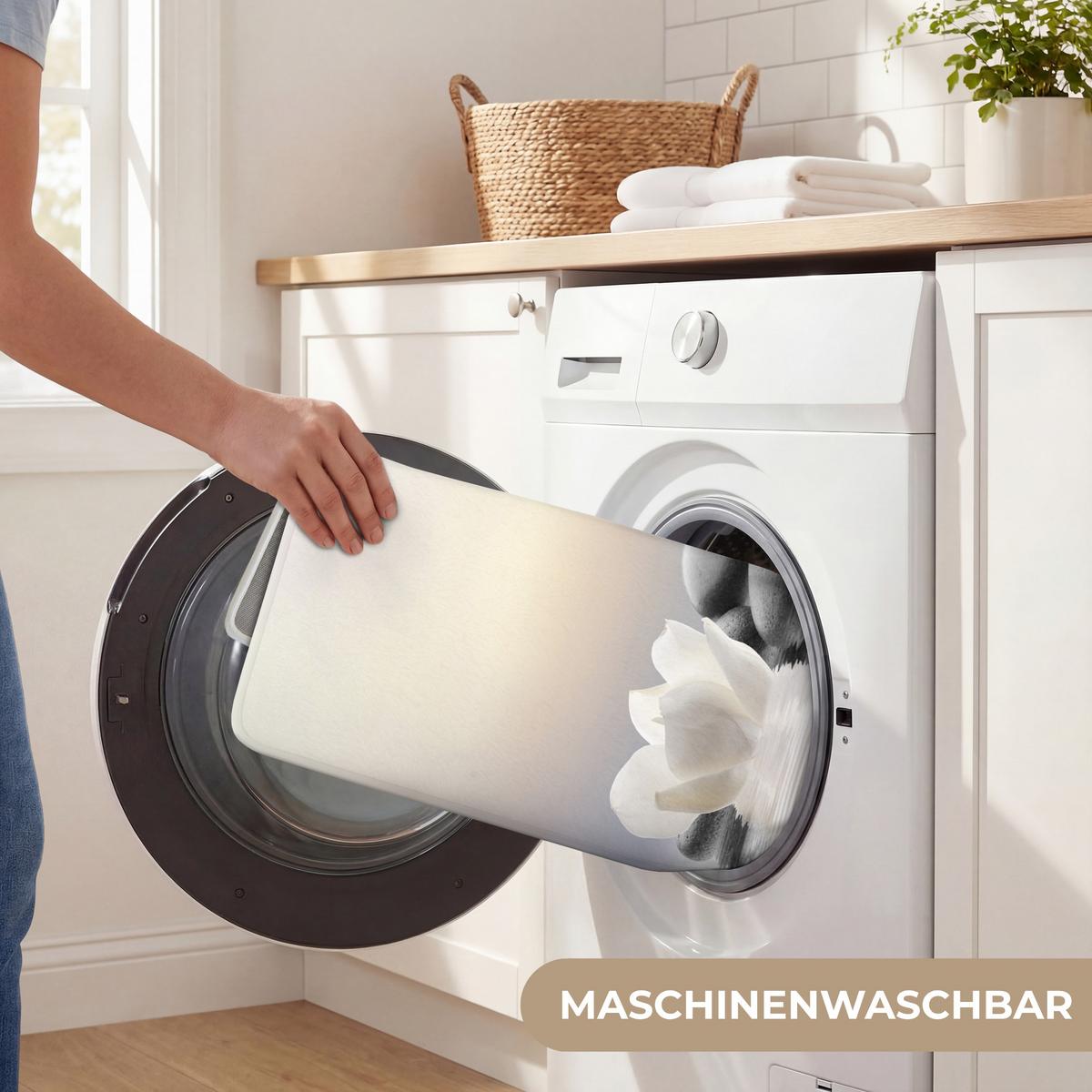 WC-VORLEGER Steine - Lotus - Weiß - Wasser - Zen WC Teppich 50x80 cm - Weiß, Textil (50/1cm) - OnlyWow