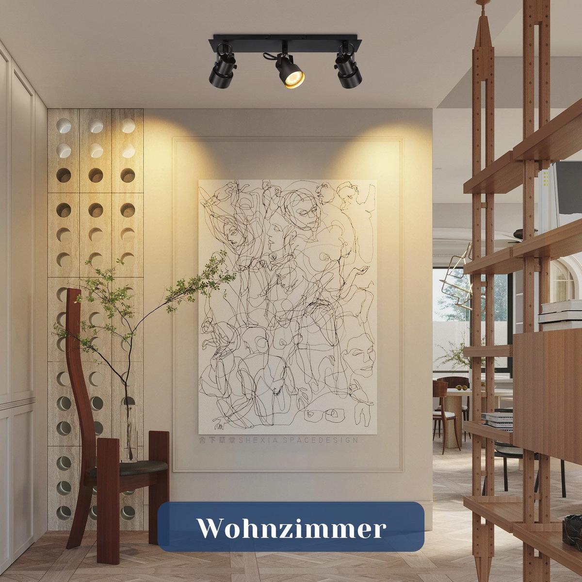 DECKENSTRAHLER Brilon 3-flammig 42/7/10.5cm - Schwarz, Metall (42/7/10.5cm) - Nettlife