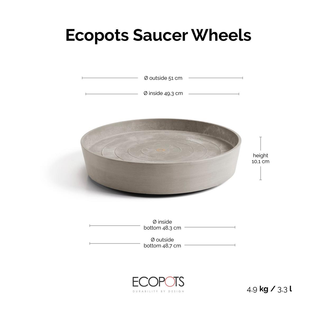 RÄDER für Blumentopfuntertassen 51/51/10,1 cm Taupe - Taupe, Kunststoff (51/10.1cm) - Ecopots