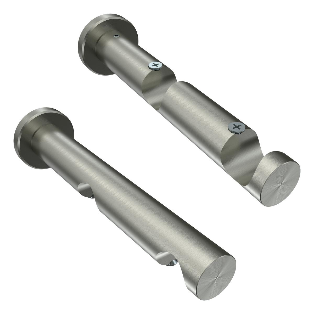 GARDINENSTANGE Platon Elanto 520 cm (geteilt in 4 x 130 cm), 2-läufig (ohne Ringe), 20 mm Ø Edelstahl-Optik - Edelstahlfarben, Metall (520cm) - INTERDECO