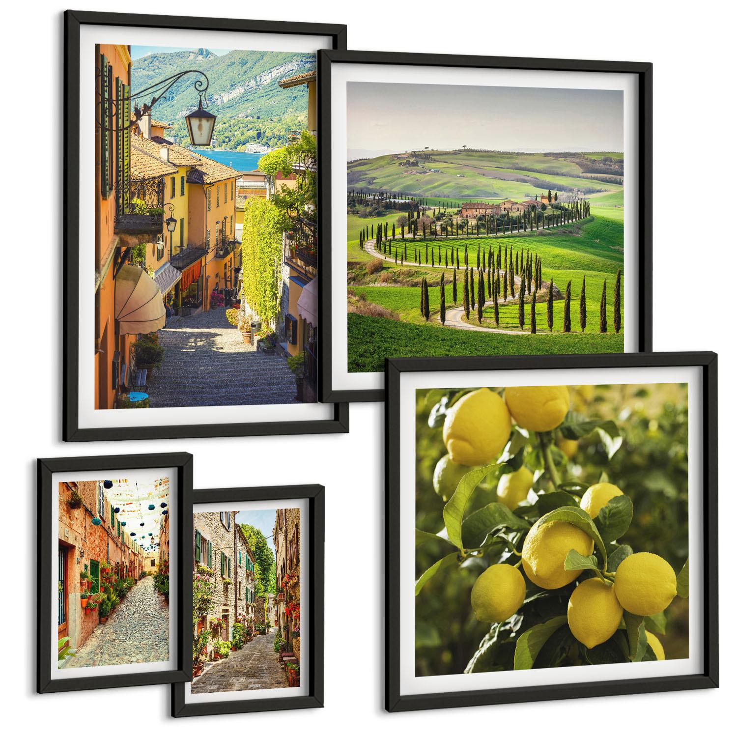 BILDER SET 5er Set - 50x50 cm & 20x30 cm & 40x60 cm Schwarzer Rahmen - Zitat über New Yorker Landschaften - Schwarz, Kunststoff (40/60cm) - TULUP