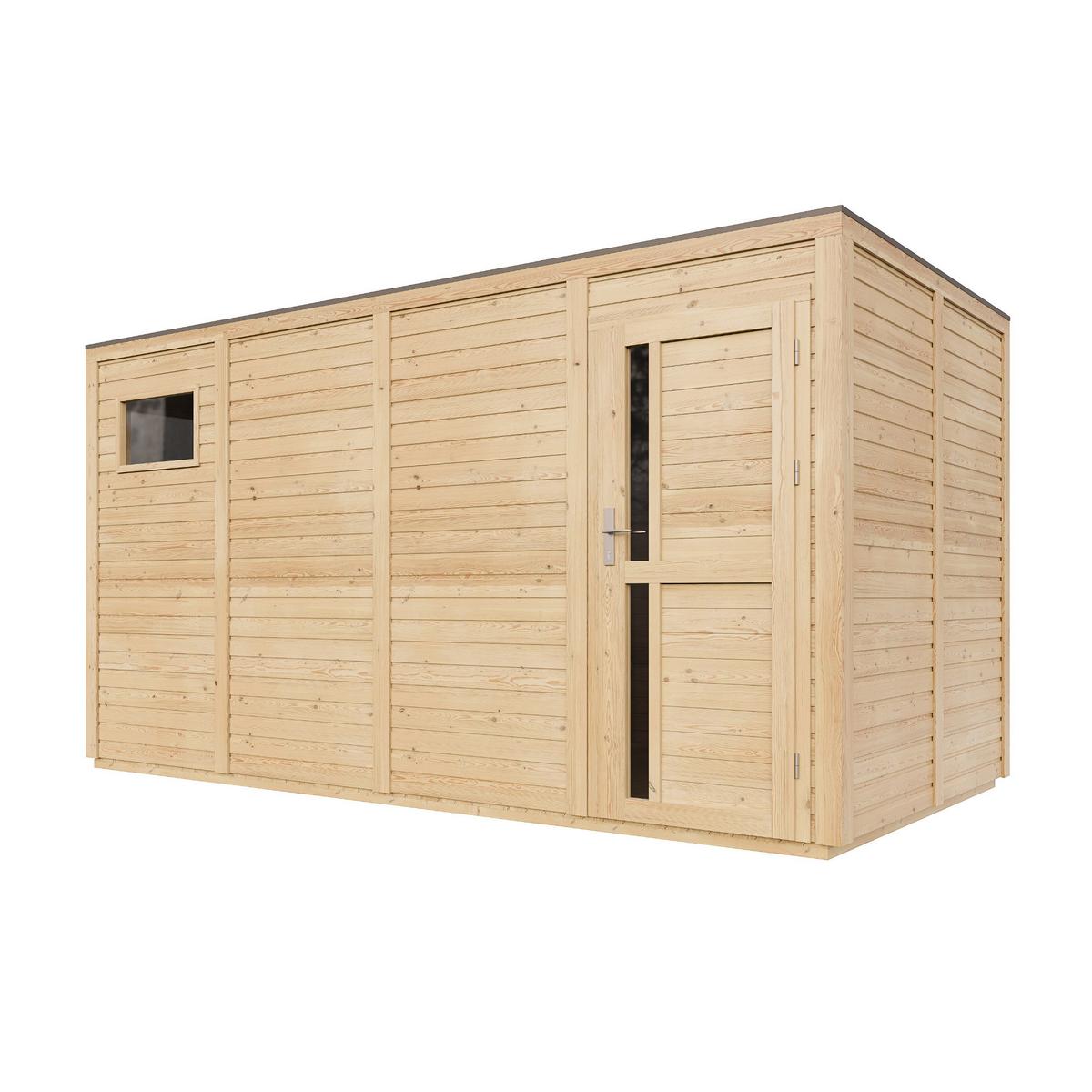 GARTENHAUS Holz 8,16 m² M327F1+M327G - Naturfarben, Holz (404/216/202cm) - Timbela