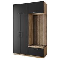 GARDEROBENSCHRANK REMA 150/240/60 cm Modern Garderobe-Set Eiche Wotan - Eiche Wotan/Schwarz, Holzwerkstoff (150/240/60cm) - MASSENO