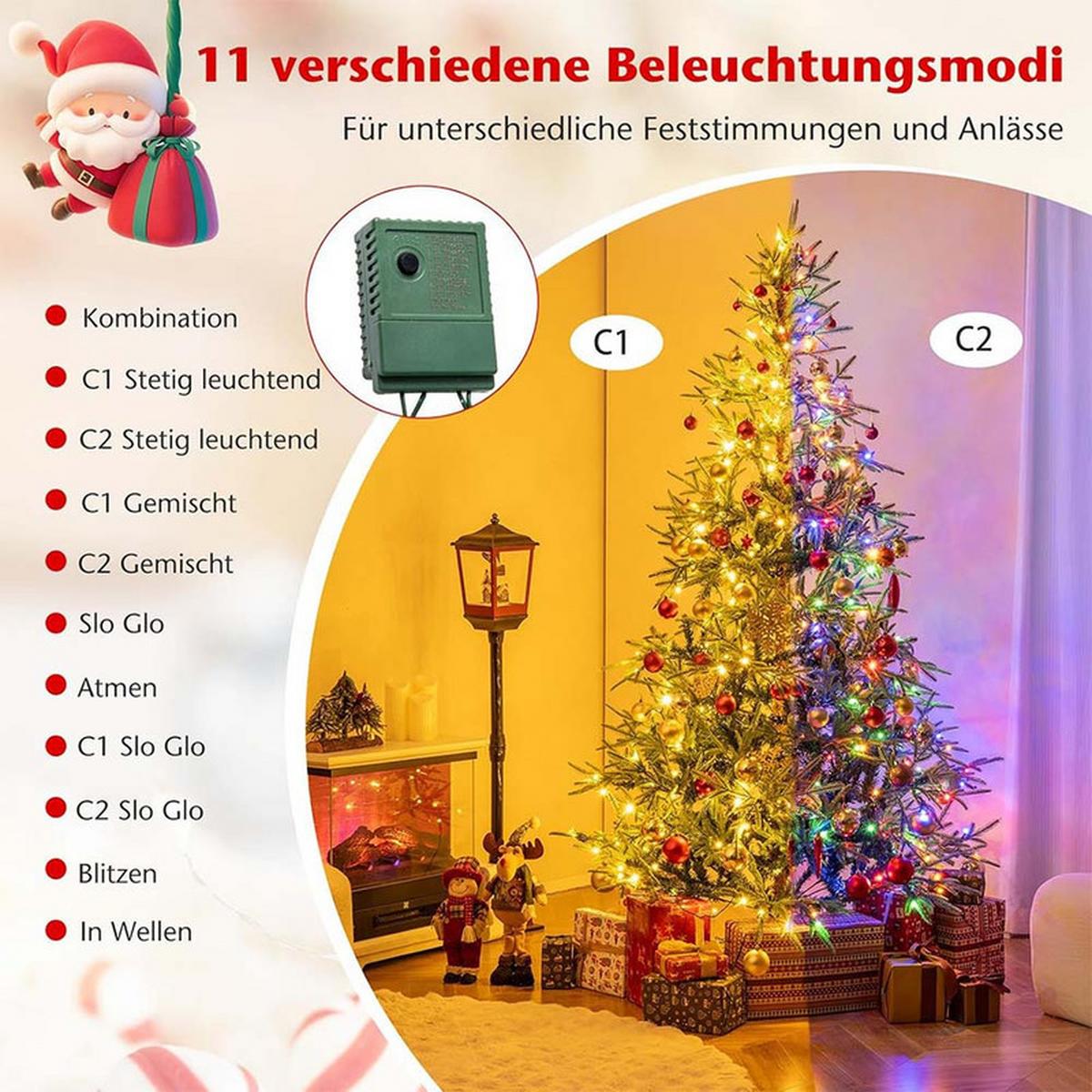 WEIHNACHTSBAUM mit 300 mehrfarbigen LEDs 210cm Grün - Grün, Metall (210cm) - COSTWAY