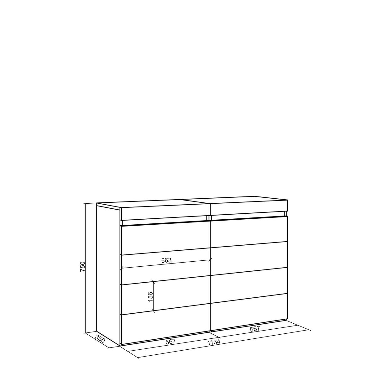 KOMMODE mit Schubladen, Sideboard Schrank, eiche, 114/35/75cm - Eichefarben, Holzwerkstoff (114/75/35cm) - Skraut Home