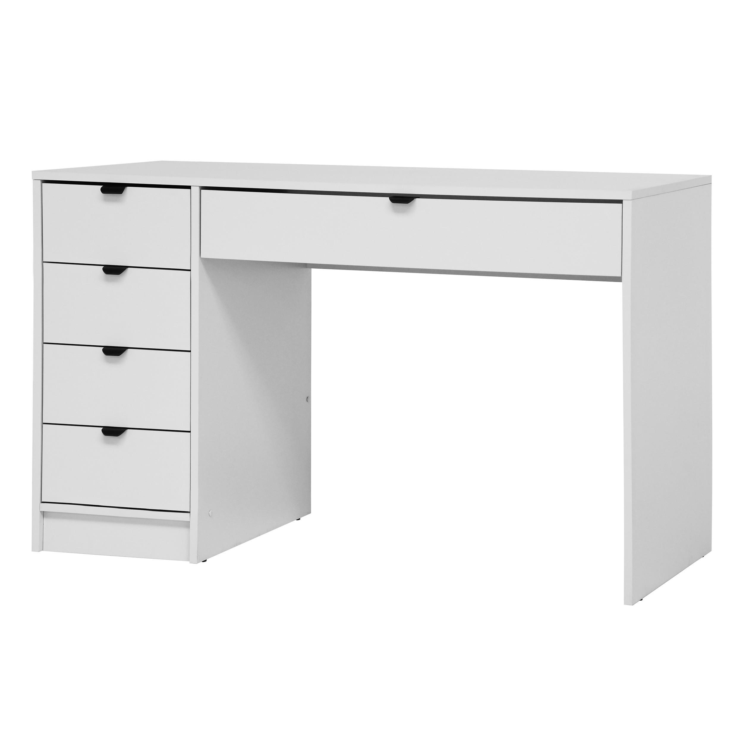 SCHREIBTISCH Malta mit 5 Schubladen, mit Griffen, Weiß - Schwarz/Weiß, Holzwerkstoff/Metall (57/120/75.5cm) - Beautysofa