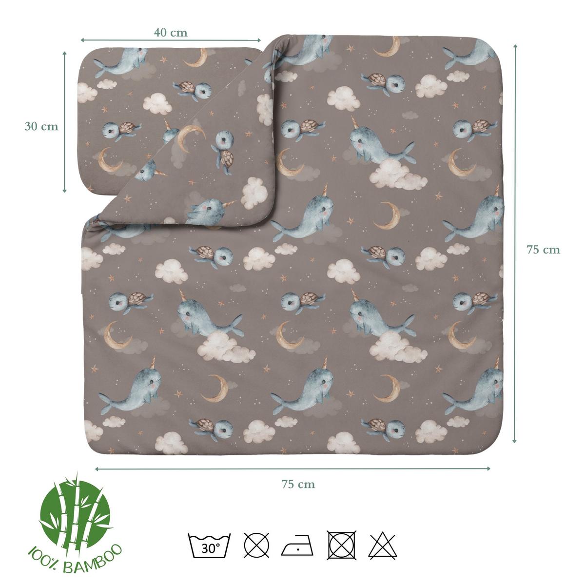 BABY Bambus-Bettwäsche Wale - Braun, Textil (75/75cm) - waldin