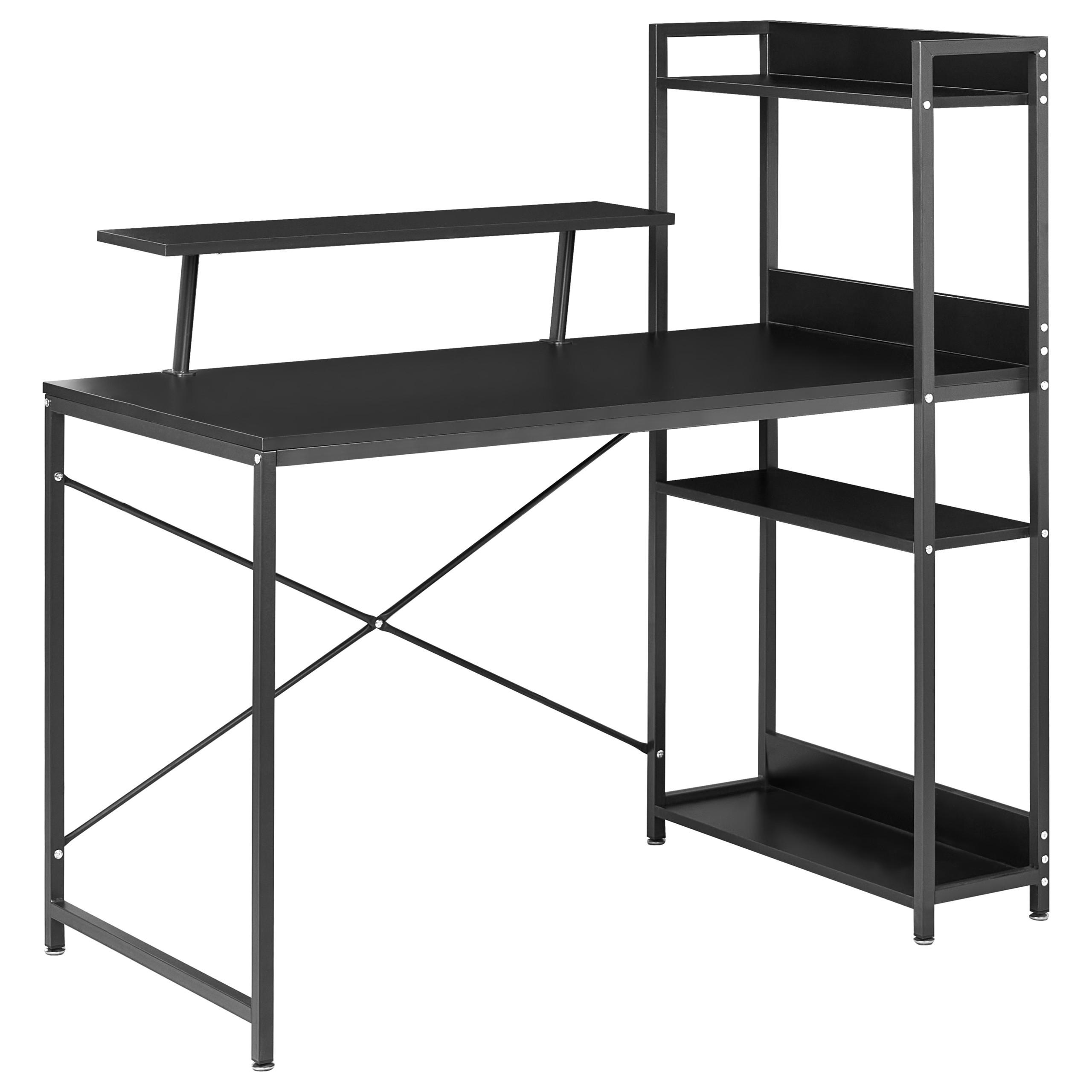 SCHREIBTISCH Schwarz 120/64 cm mit Fächern Biloxy - Schwarz, Holzwerkstoff (64/120/120cm) - Beliani