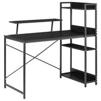 SCHREIBTISCH Schwarz 120/64 cm mit Fächern Biloxy - Schwarz, Holzwerkstoff (64/120/120cm) - Beliani