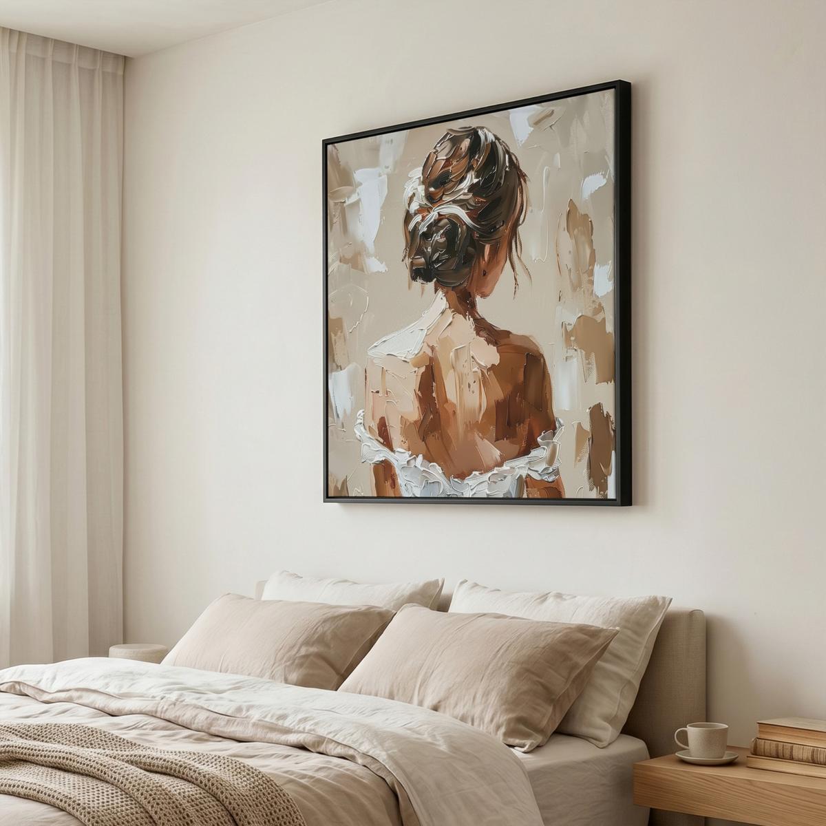 LEINWAND Bilder mit Rahmen - Frau - Farbe - Abstrakt - Beige - Modern - 90x90 - Sandfarben, Textil (90/90cm) - MuchoWow