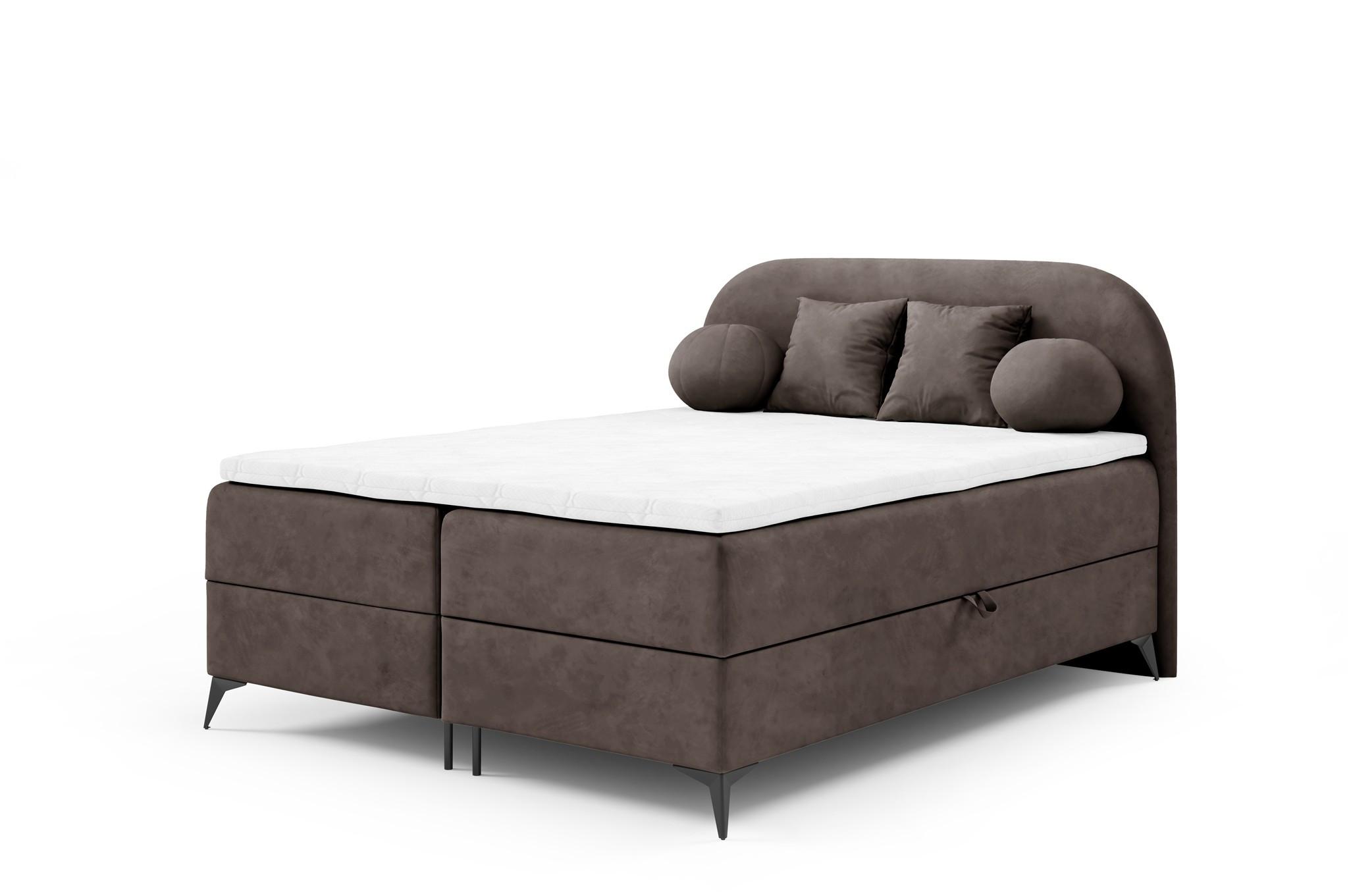 BOXBETT Gorgia In Stoff Jasmin - Dunkelbraun, Holzwerkstoff/Textil (180/200cm) - Fun Möbel