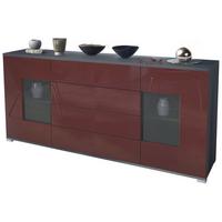SIDEBOARD Grömitz Bordeaux Hochglanz - Bordeaux, Holzwerkstoff (166.5/75.5/35cm) - Vladon
