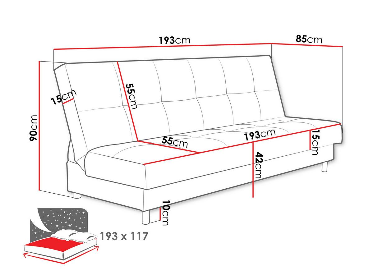 SCHLAFSOFA Enduro XIV Cord - Blau/Schwarz, Holz/Kunststoff (195/90/85cm) - MIRJAN24