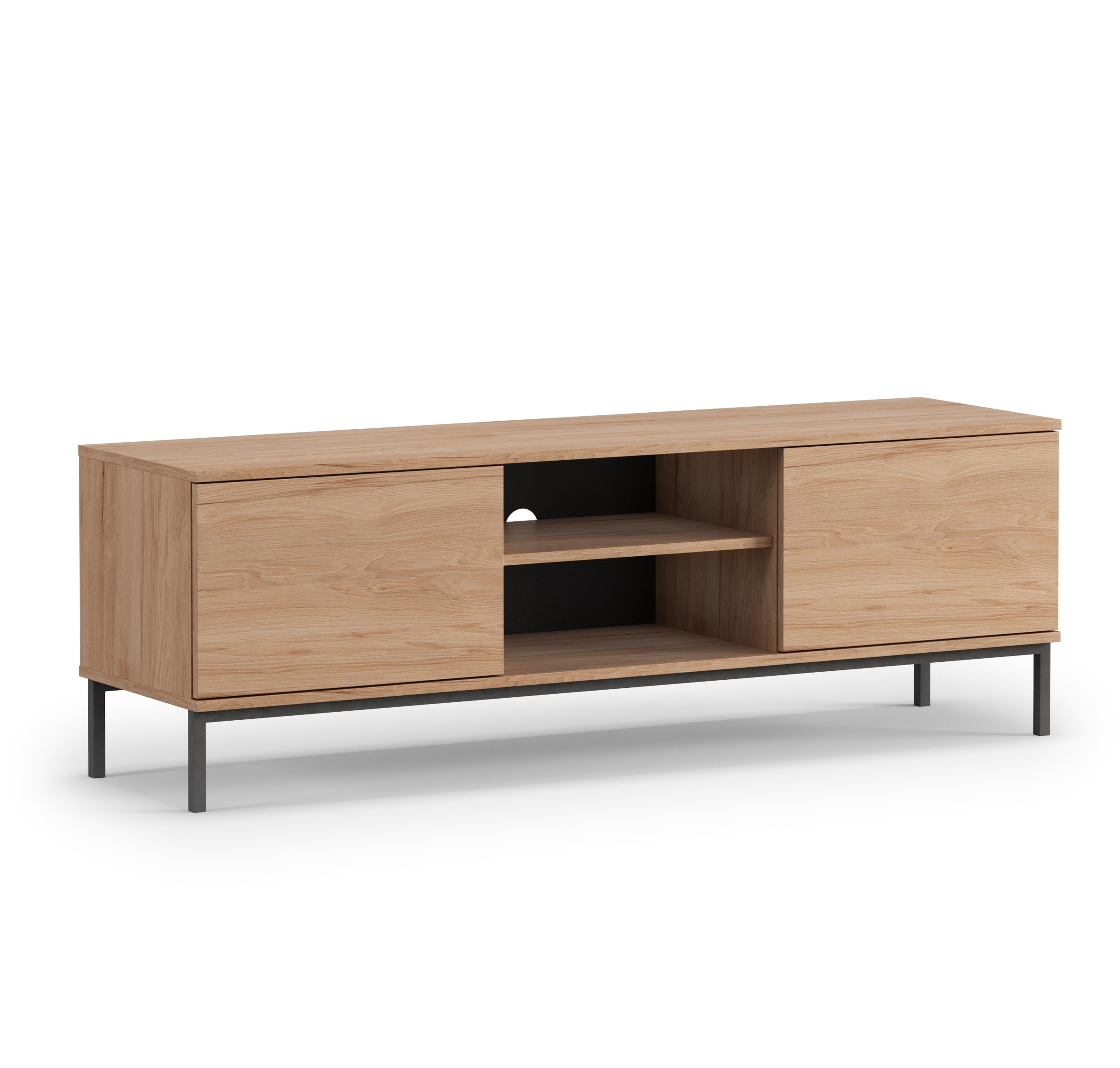 LOWBOARD Queba 2T Hellbraun 150/50/41 cm – TV Board Holzoptik modern - Hellbraun/Schwarz, Holzwerkstoff (150/50/41cm) - AX Living