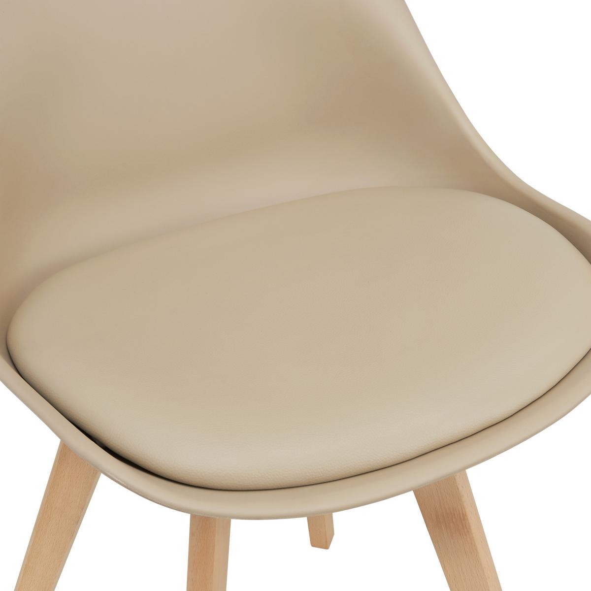 ESSZIMMERSTUHL-SET 4 TLG. Fläten - Beige, Leder (49/81/57cm) - [en.casa]