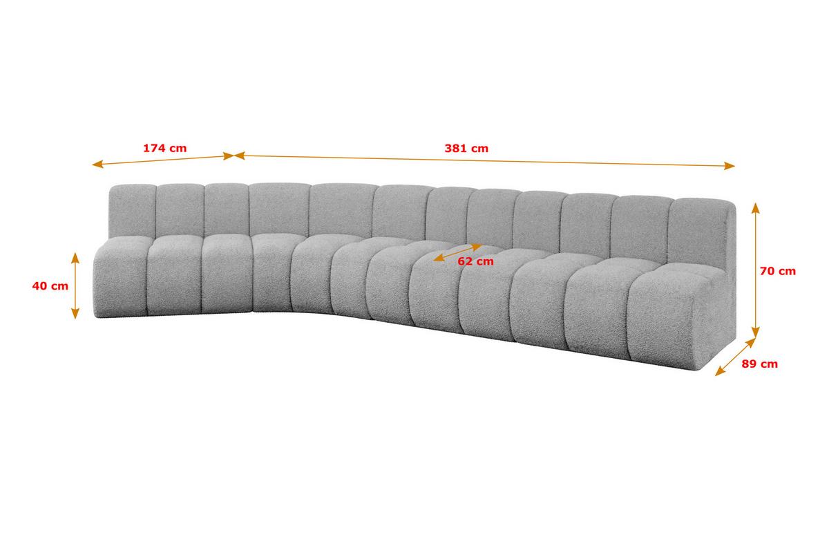 ECKSOFA modulares Sofa Montra-L2 - 381x174x70 cm Hellgrau - Hellgrau, Holzwerkstoff/Textil (381/174cm) - ALTDECOR