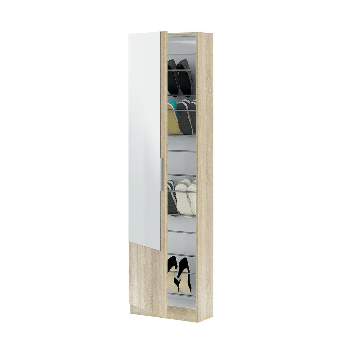 SCHUHSCHRANK, 1 Tür mit Spiegel - H180 cm - Eiche Artisan, Holzwerkstoff (22/180/6.5cm) - Calicosy