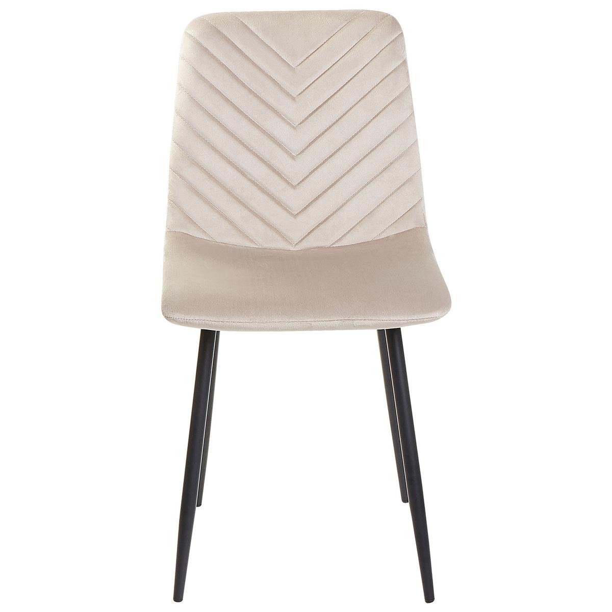 ESSZIMMERSTUHL 4er-Set Samtstoff Taupe Havre - Beige/Schwarz, Textil (45/88/62cm) - Beliani