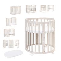 BABYBETT Kaschmir Oval 7in1 mit Matratze - Kaschmir, Holz/Textil (73/124cm) - waldin