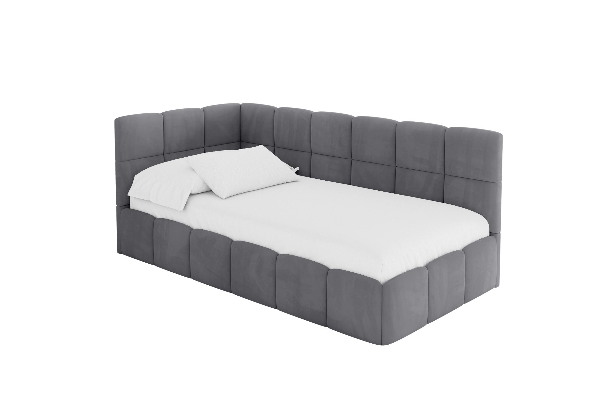 EINZELBETT Jugendbett mit Bettkasten Rechts, ohne Matratze - LIVY 100x200 Dunkelgrau - Dunkelgrau, Holzwerkstoff/Textil (100/200cm) - ALTDECOR