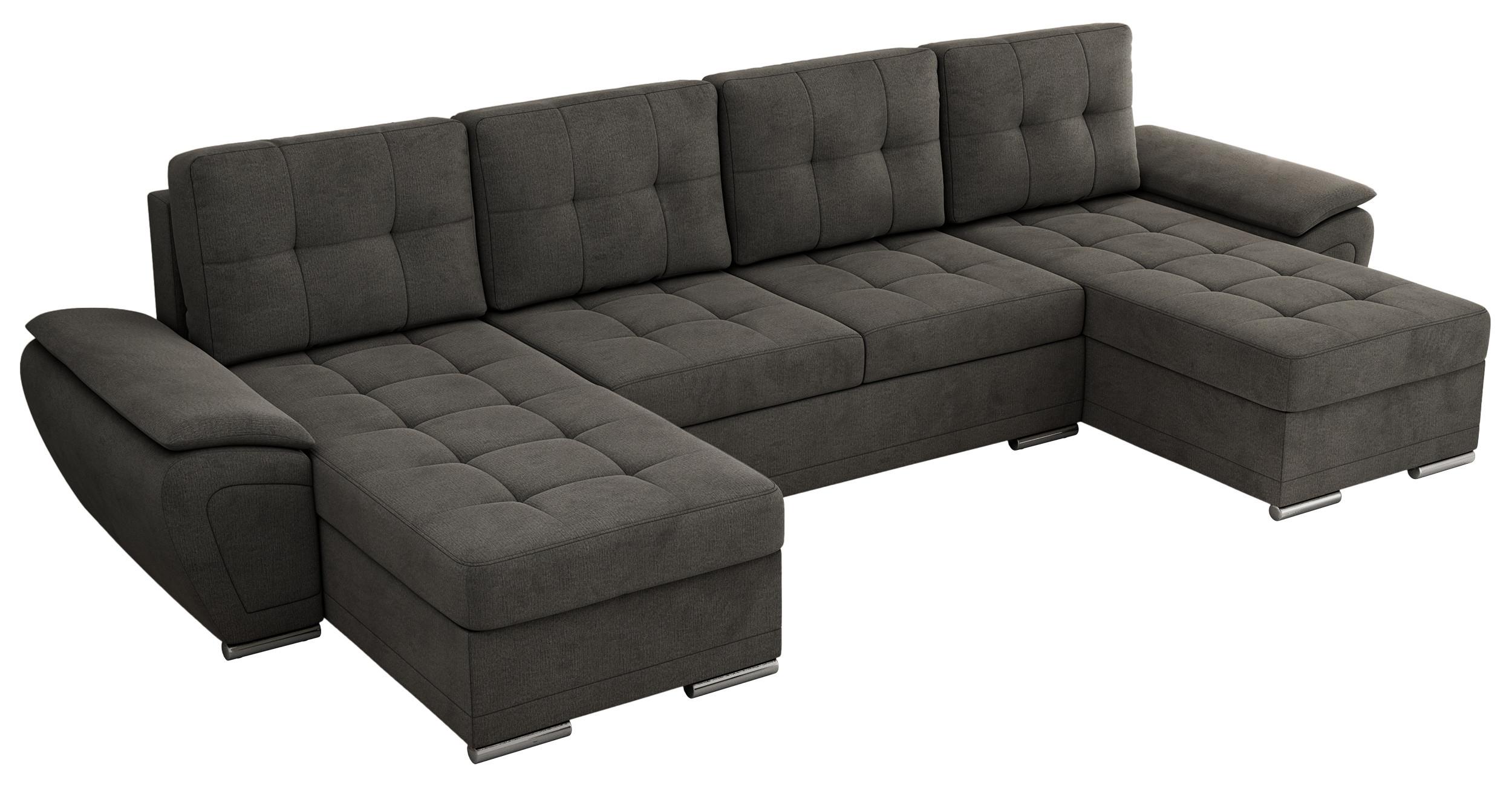 WOHNLANDSCHAFT UMBRIA U Dunkelgrau Velvet - Dunkelgrau/Grau, Textil/Metall (336/85/157cm) - MKS