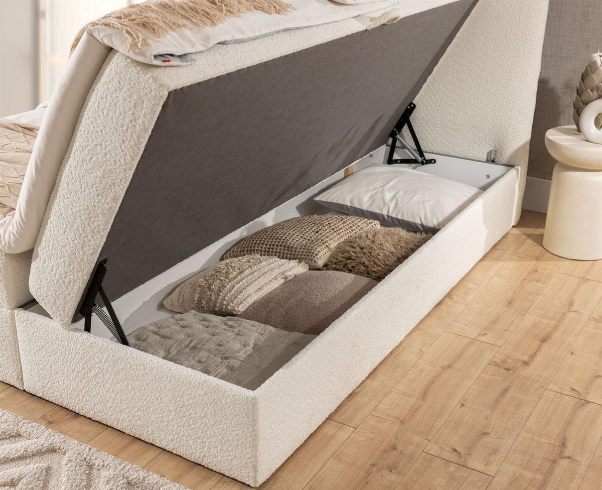 BOXBETT Bineta - Creme, Holzwerkstoff/Textil (120/200cm) - Fun Möbel