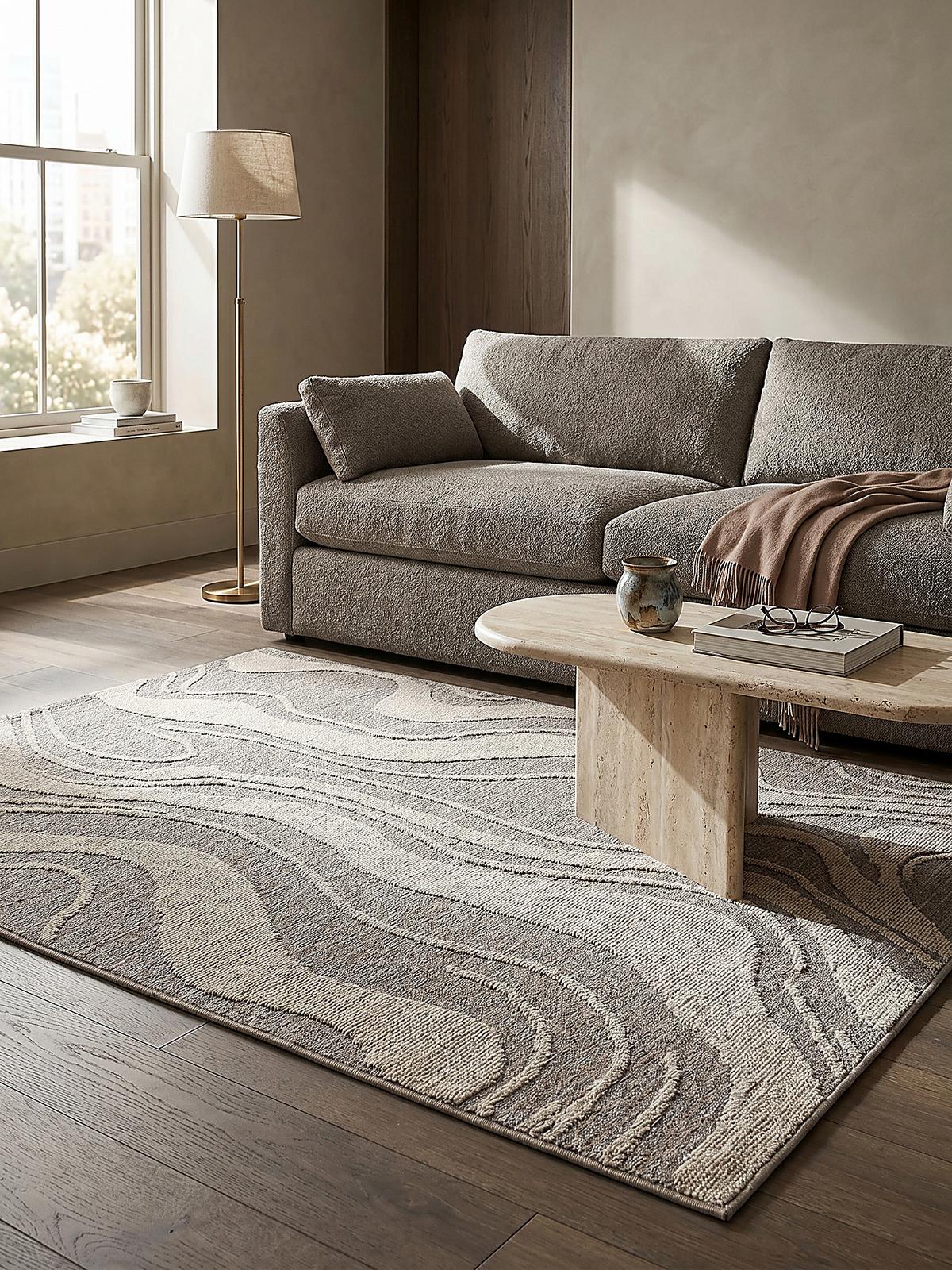 TEPPICH Waschbar LEAM, abstrakt, Grau, 200 x 310 cm - Grau, Textil (310/200cm) - KADIMA DESIGN
