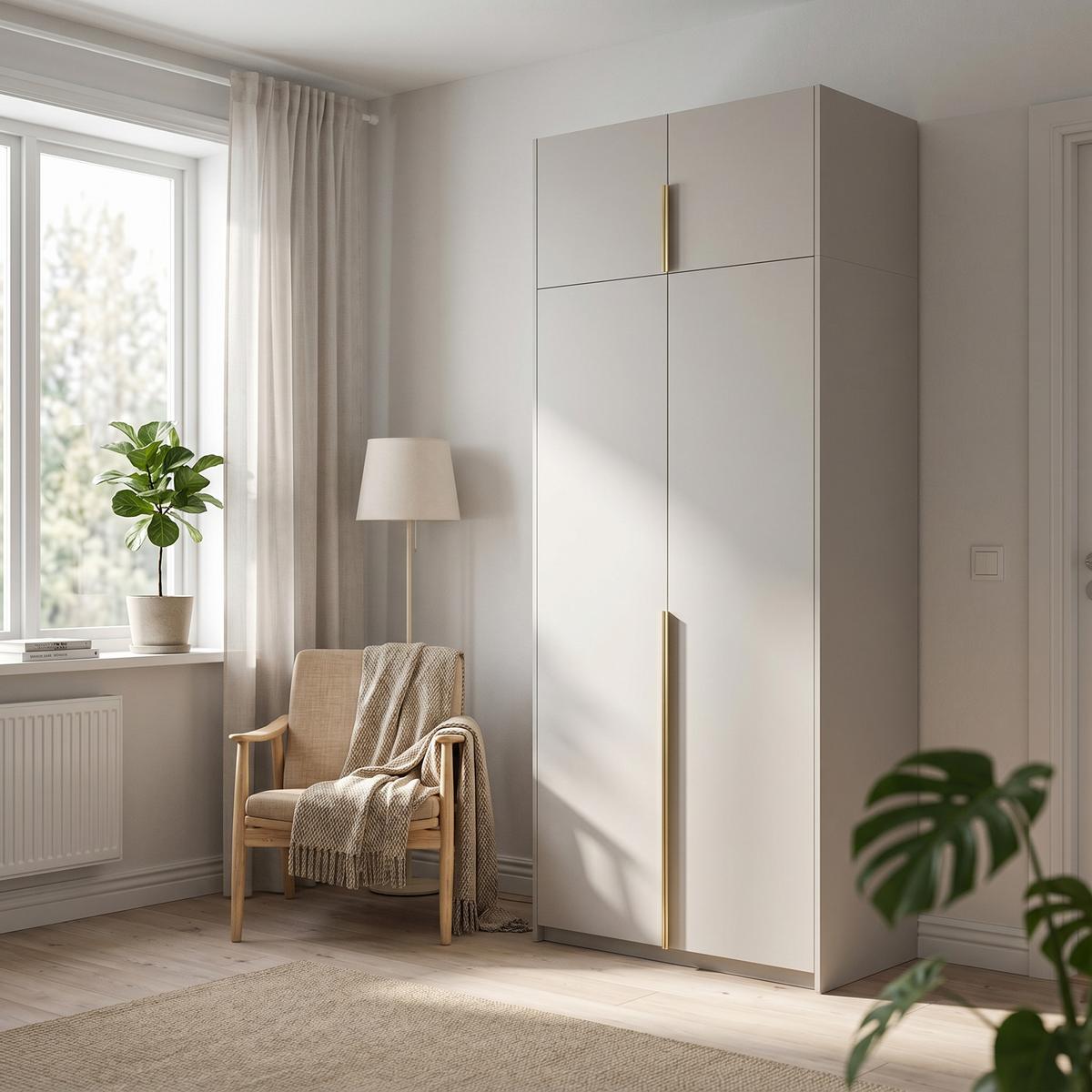 DREHTÜRENSCHRANK AMARA 100/250/58cm 2-türig Kaschmir - Kaschmir/Goldfarben, Holzwerkstoff (100/250/58cm) - MASSENO
