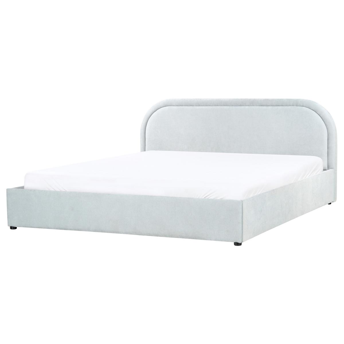 BETT mit Stauraum 180/200 cm Chenillegewebe Hellblau Quillien - Hellblau, Textil (180/200cm) - Beliani