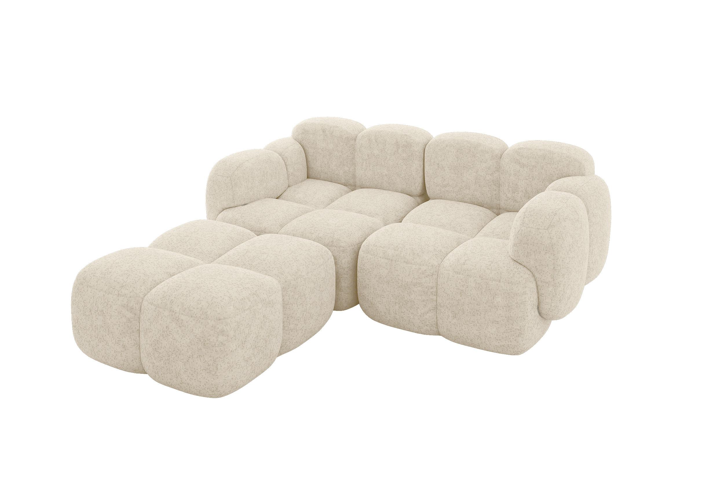ECKSOFA modulares Sofa Links Miko-L1 214x205x75 Creme Velours - Creme/Schwarz, Holzwerkstoff/Kunststoff (214/205cm) - ALTDECOR