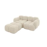 ECKSOFA modulares Sofa Links Miko-L1 214x205x75 Creme Velours - Creme/Schwarz, Holzwerkstoff/Kunststoff (214/205cm) - ALTDECOR