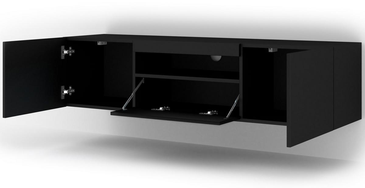 TV LOWBOARD Schwarz 150/42/37 - Schwarz, Holzwerkstoff (150/42/37cm) - RAUMHIRSCH FURNITURE