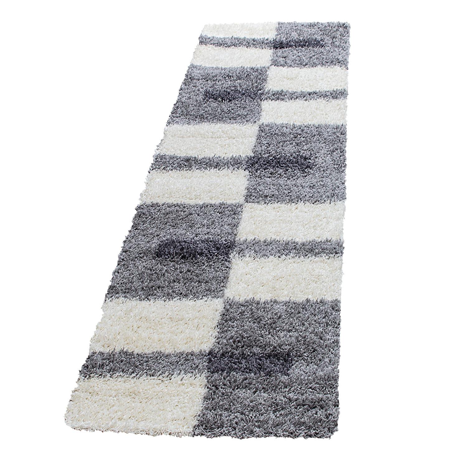 HOCHFLORTEPPICH WERFEN, kariert, Hellgrau, 80 x 250 cm - Grau, Textil (250/80cm) - KADIMA DESIGN