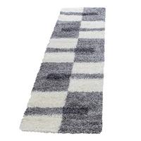 HOCHFLORTEPPICH WERFEN, kariert, Hellgrau, 80 x 250 cm - Grau, Textil (250/80cm) - KADIMA DESIGN
