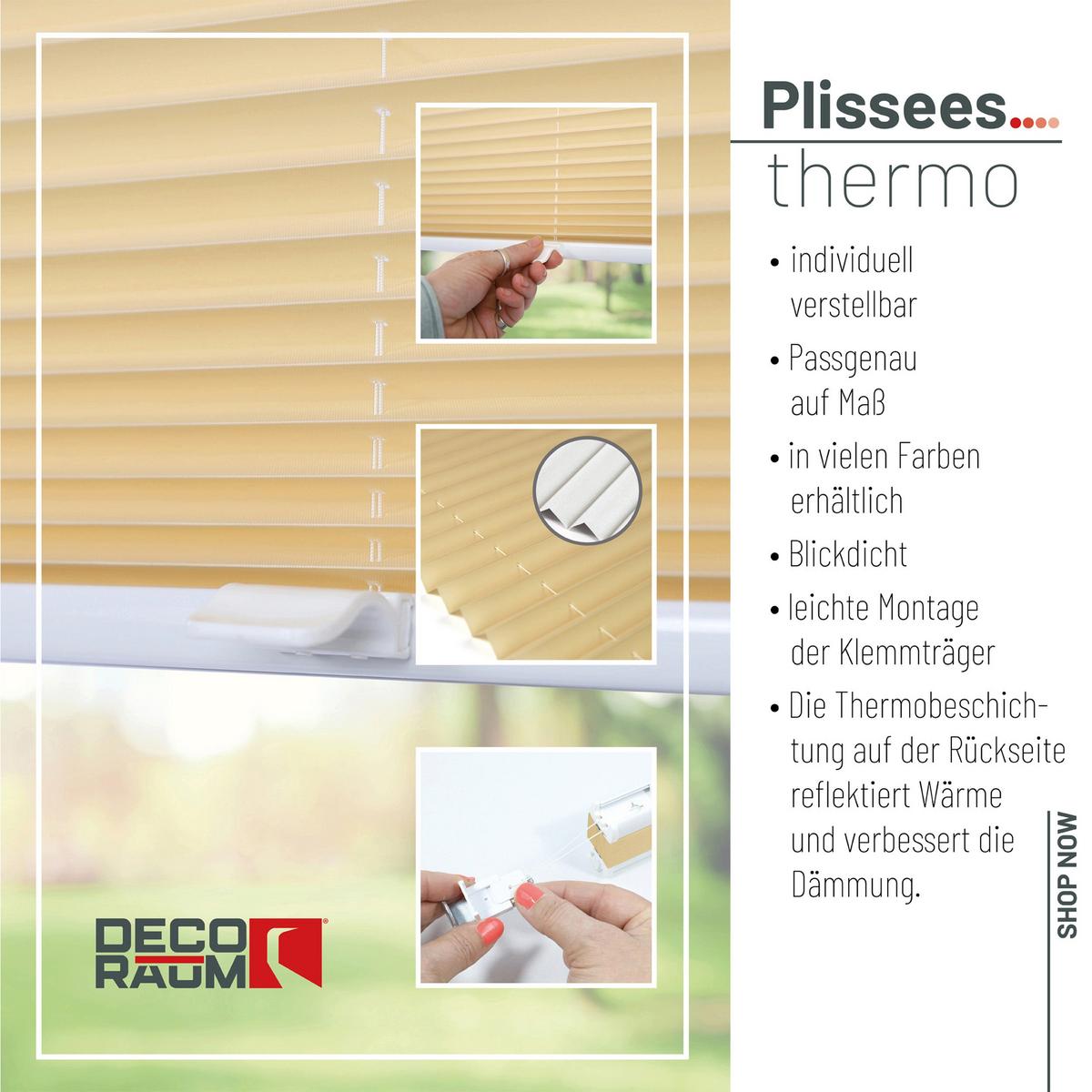 PLISSEE Thermo Basic 100 x 210cm Klemmfix ohne Bohren - Beige, Textil (100/210cm) - Deco-Raum