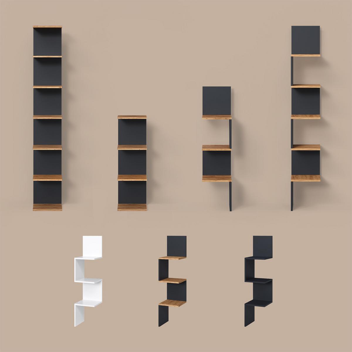 WANDREGAL Vesuvio Anthrazit 30 x 95 cm 2er Set - Anthrazit, Holzwerkstoff (30/95/28cm) - Livinity®