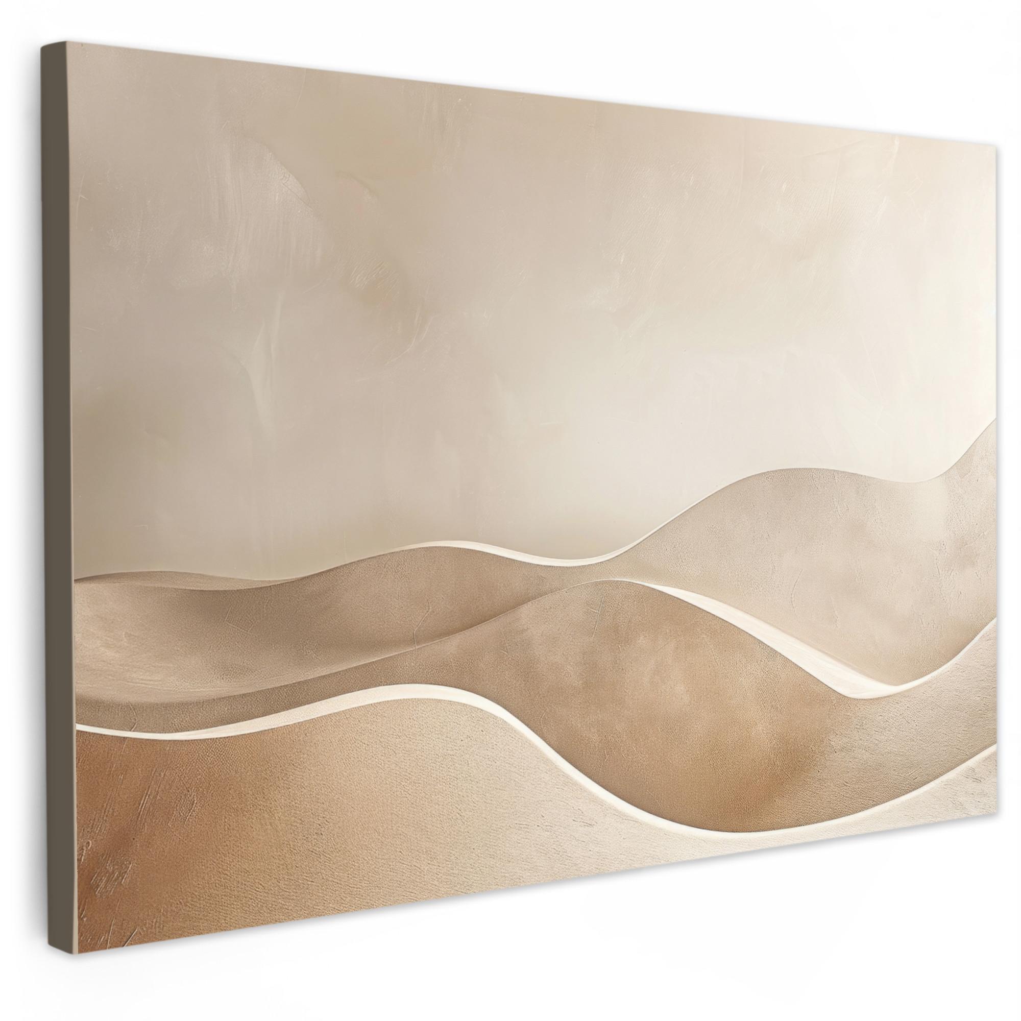 LEINWANDBILD Beige - Natur - Abstrakt - Modern Groß 140x90 cm - Beige, Textil (140/90cm) - MuchoWow